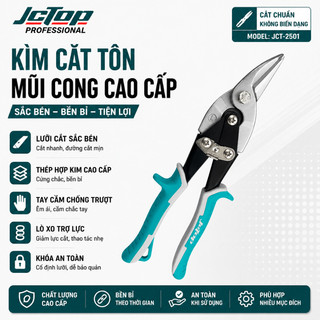 Kéo Cắt Tôn JCTOP Cao Cấp - Lưỡi Răng Cưa Chống Trượt - Thiết Kế Trợ Lực