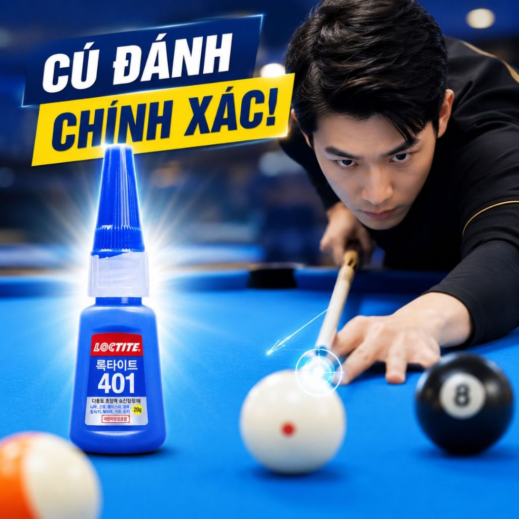 Keo dán đầu cơ bida tem xanh 401 Loctite độ bám dính tốt dễ sử dụng đa năng 20g