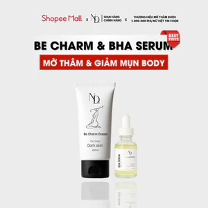 COMBO Giảm Mụn, Giảm Thâm Face & Body Bha Serum 8% ND 15ml và Be Charm Cream 100gr
