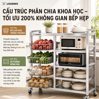 Kệ Để Đồ Nhà Bếp inox Bền bỉ lâu năm Kệ để lò vi sóng đa năng có bánh xe Chịu lực lên đến 300kg