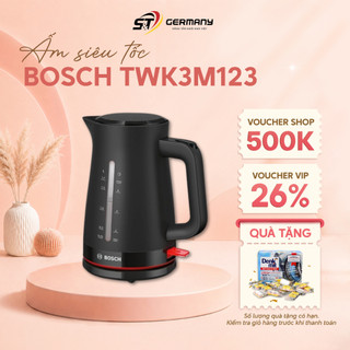 HCM Ấm siêu tốc BOSCH TWK3M123 màu đen, Bình đun siêu tốc cao cấp sang trọng hàng nhập khẩu GermanySNT