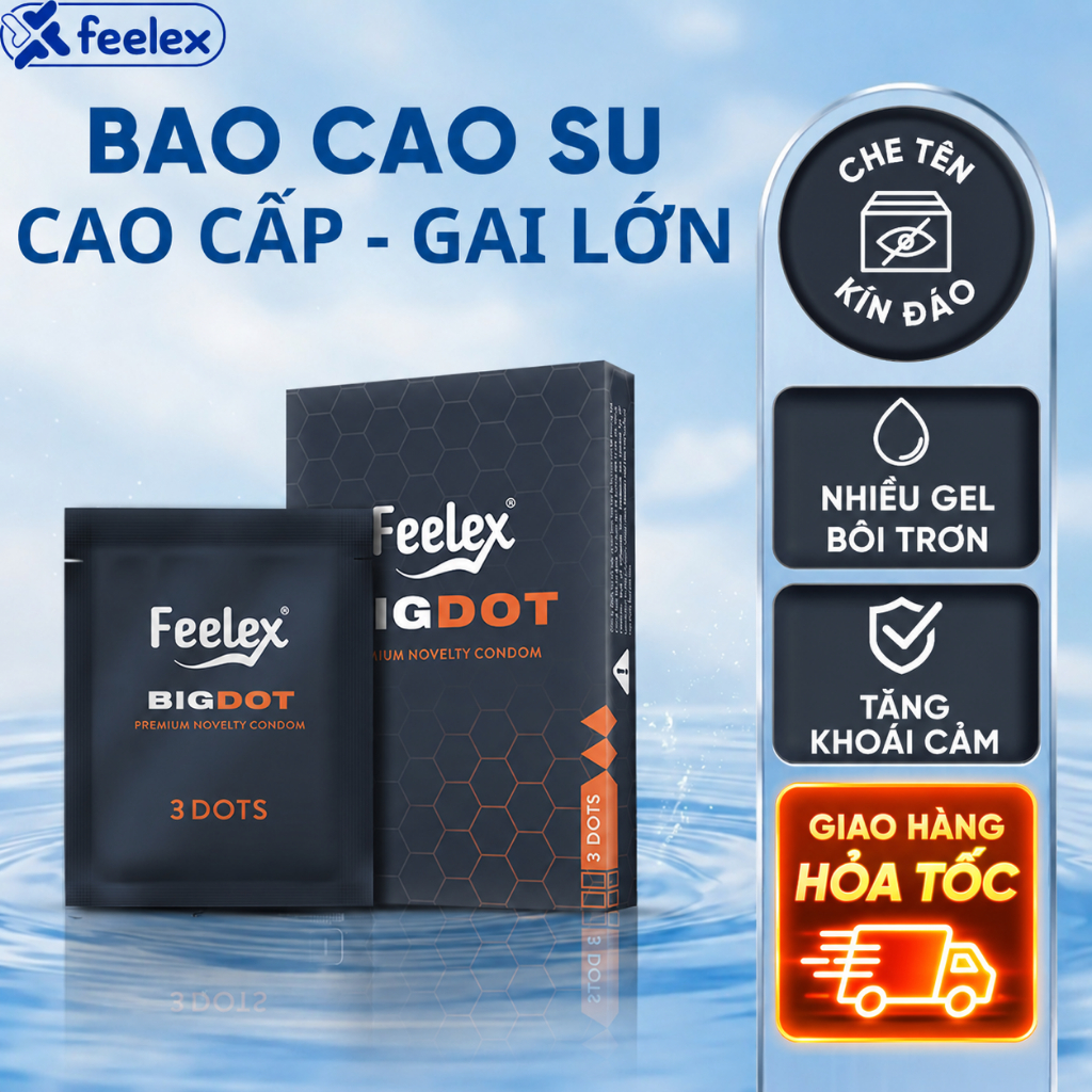 Bao cao su Feelex Bigdot Gân Gai nhiều gel bôi trơn