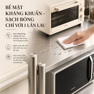 Kệ Lò Vi Sóng inox 304 Có kèm hộp đũa & kệ thớt Kệ để đồ nhà bếp Bền bỉ lâu năm