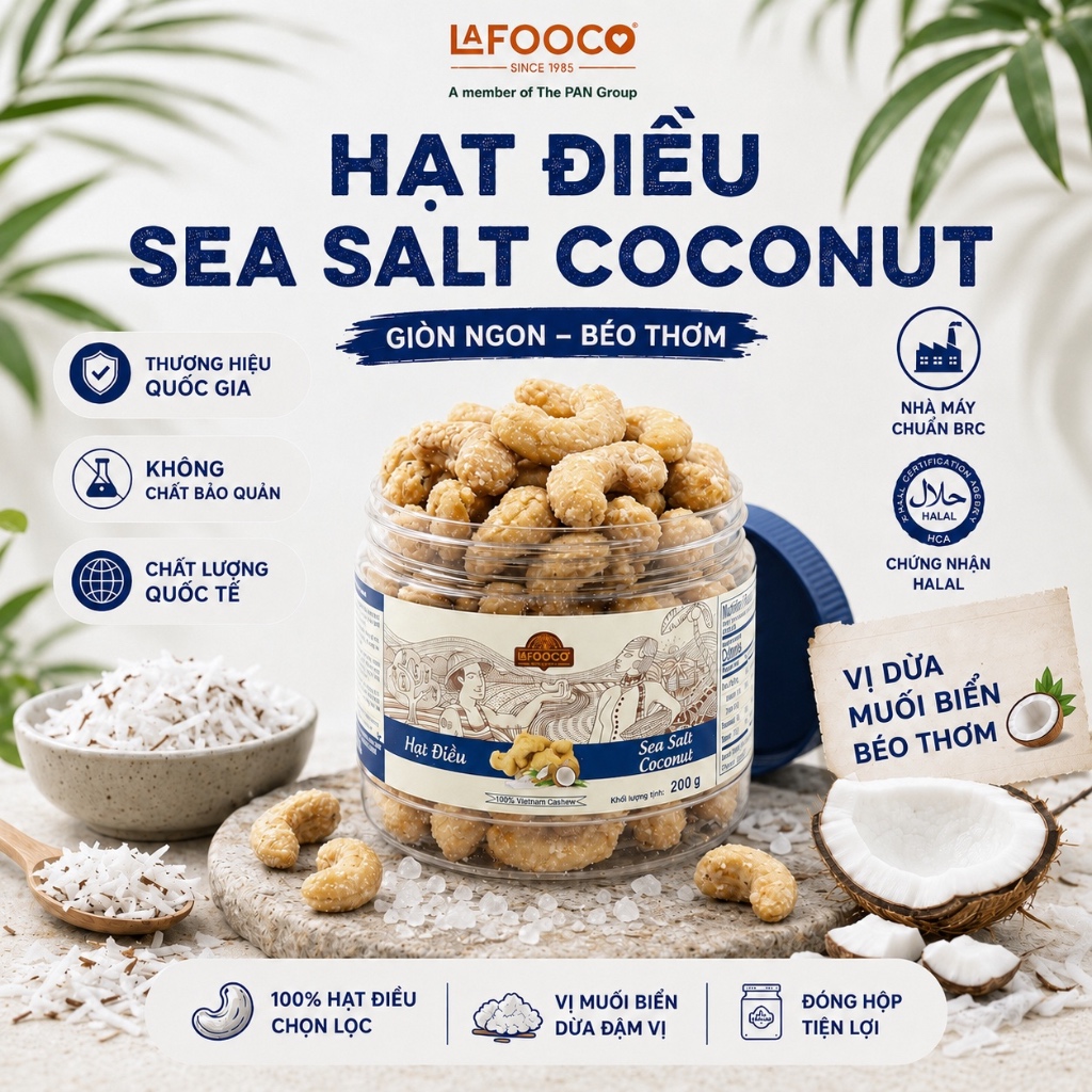 Hạt điều muối biển coconut LAFOOCO hủ 200g