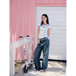 Quần jeans OLV ống suông cạp cao năng động Luna phù hợp đi chơi