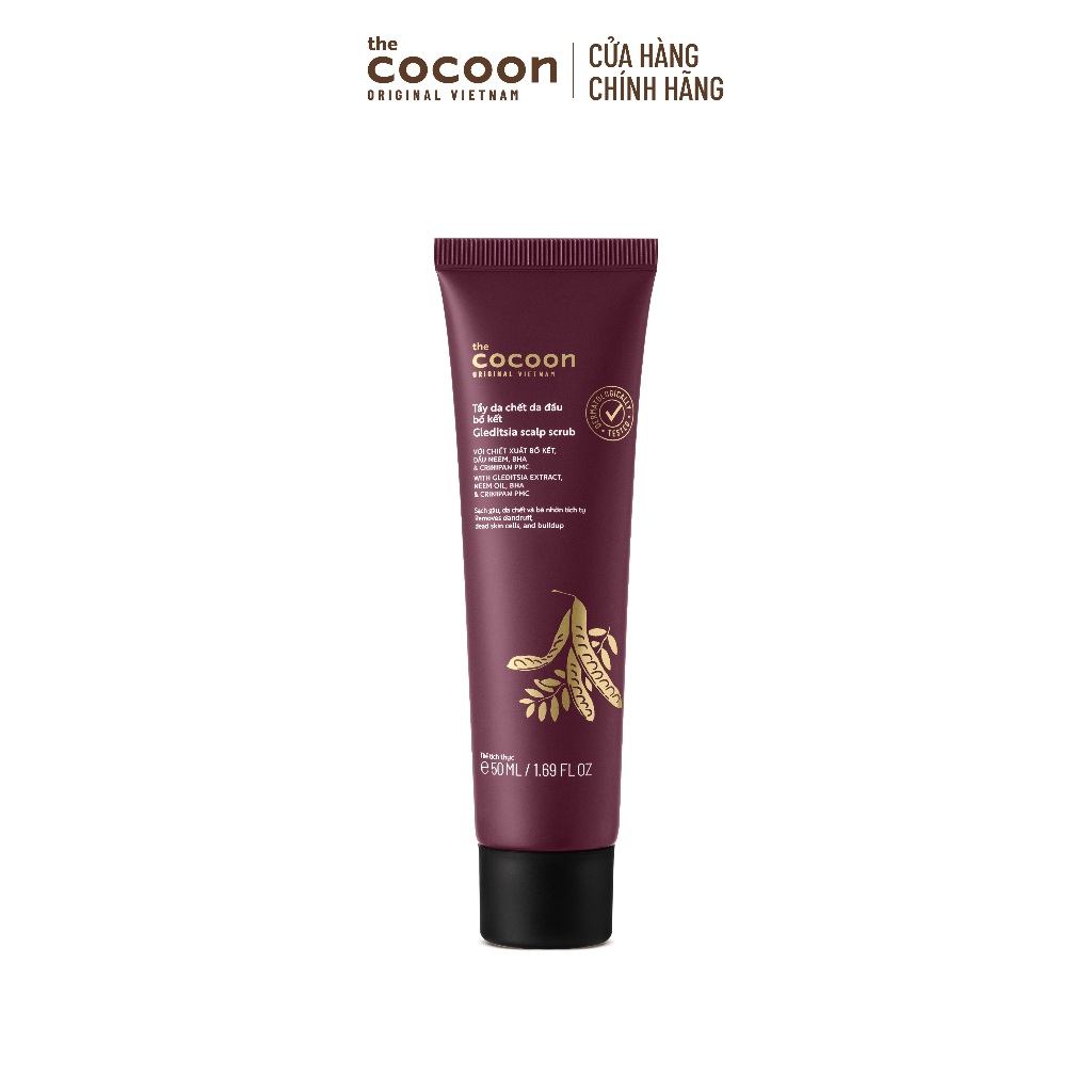 Nước dưỡng da đầu bồ kết Cocoon 140ml Tặng tẩy da chết da đầu bồ kết 50ml