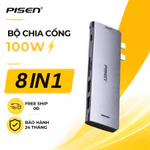 Hub PISEN NJ-TC21 8 In 1 Dual Type-C - Bộ Chia Cổng 4 USB 3.0 + Thunderbolt 3 Sạc PD 100W Cho Laptop — ảnh 1