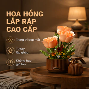 Bộ Hoa Hồng Ghép Hình Vĩnh Cửu 255 Chi Tiết - Trang Trí Phòng Khách Bàn Làm Việc, Chất Lượng Cao Cấp