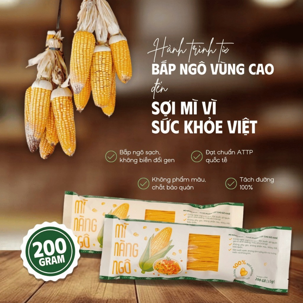 [Mua 9 tặng 1] Mì Hữu Cơ Nàng Ngô 200gr, Chuẩn Organic Giàu Chất Xơ, Ít Calo, Không Lo Béo