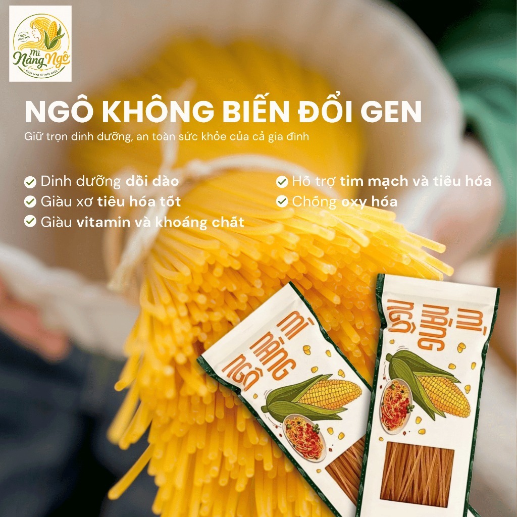 [Mua 9 tặng 1] Mì Hữu Cơ Nàng Ngô 200gr, Chuẩn Organic Giàu Chất Xơ, Ít Calo, Không Lo Béo