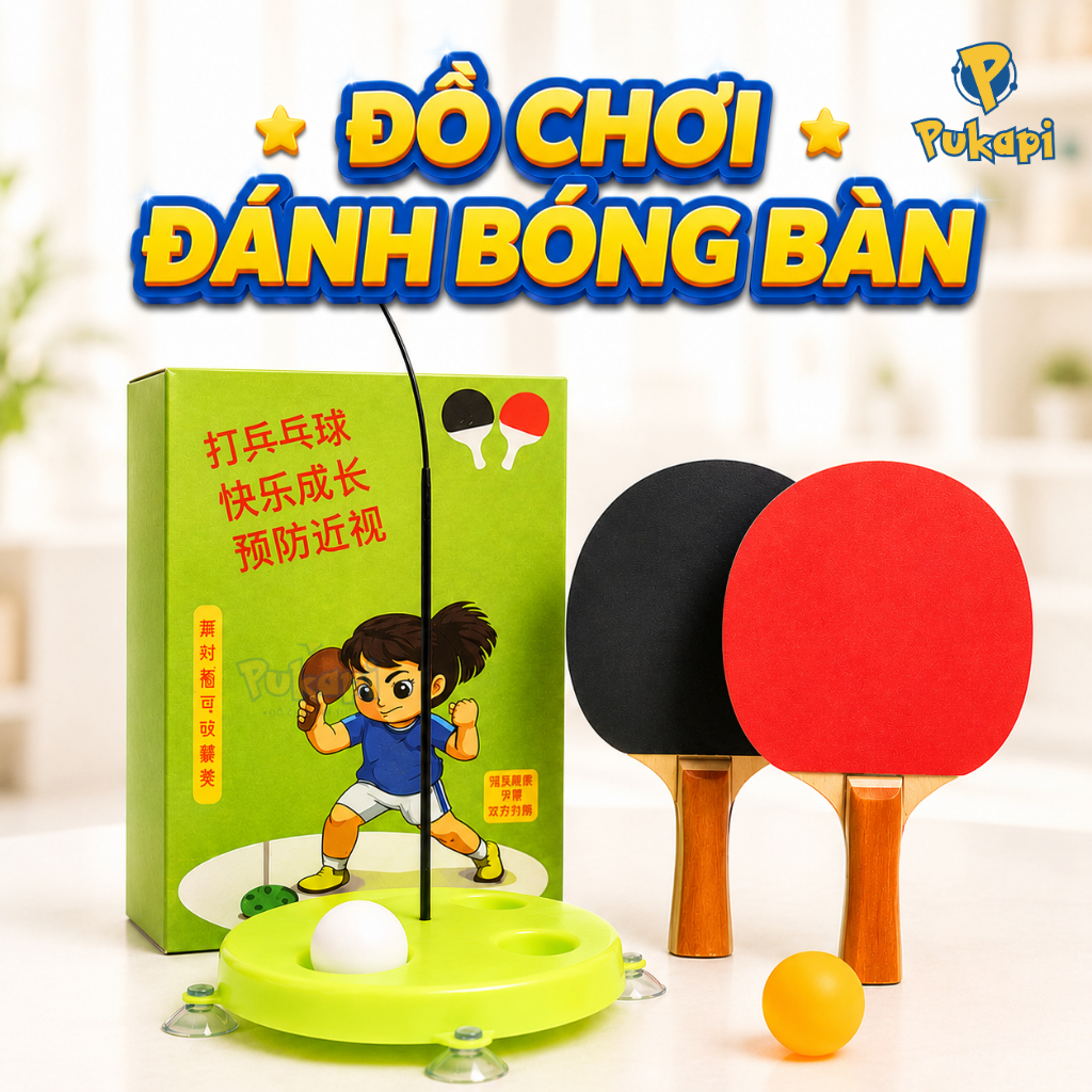 Đồ Chơi Bóng Bàn Tập Phản Xạ Cho Bé Đánh Bóng Bàn Vợt Bóng Bàn Bóng Phản Xạ Treo Tường Bộ Bóng Bàn-Đồ Chơi Cho Bé PUKAPI