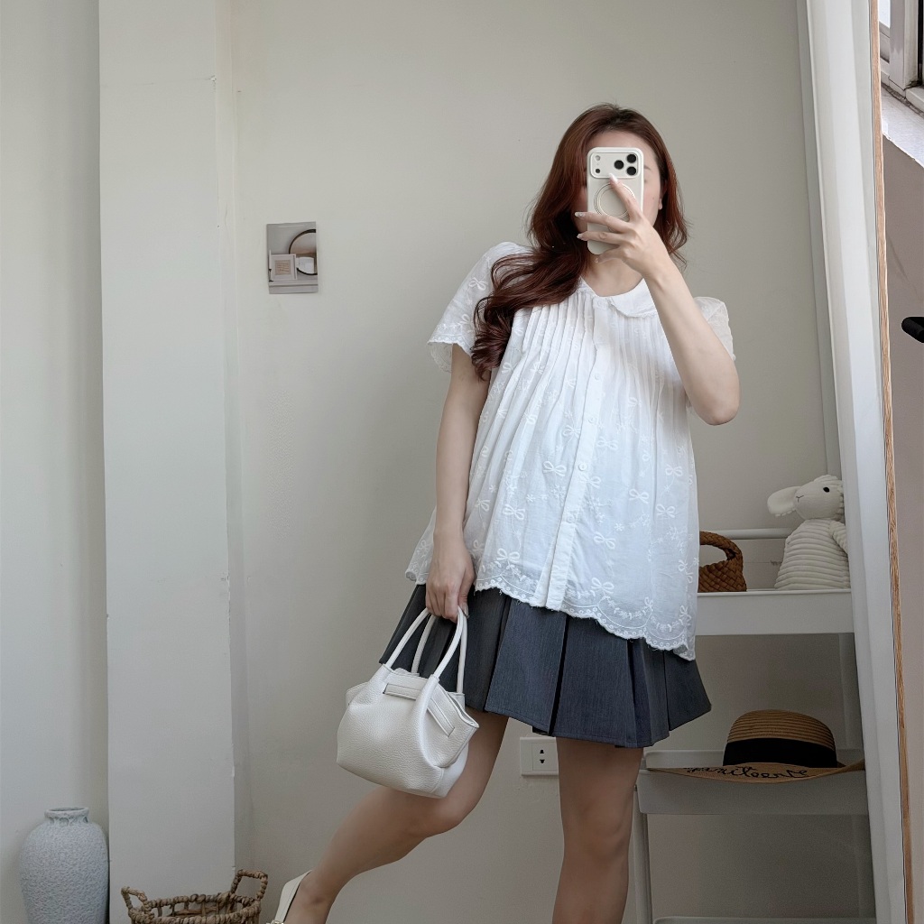 Áo sơ mi, áo bầu Suri Shirt chất thô boi kiểu dáng trẻ trung, áo bầu công sở thanh lịch BY LAMME