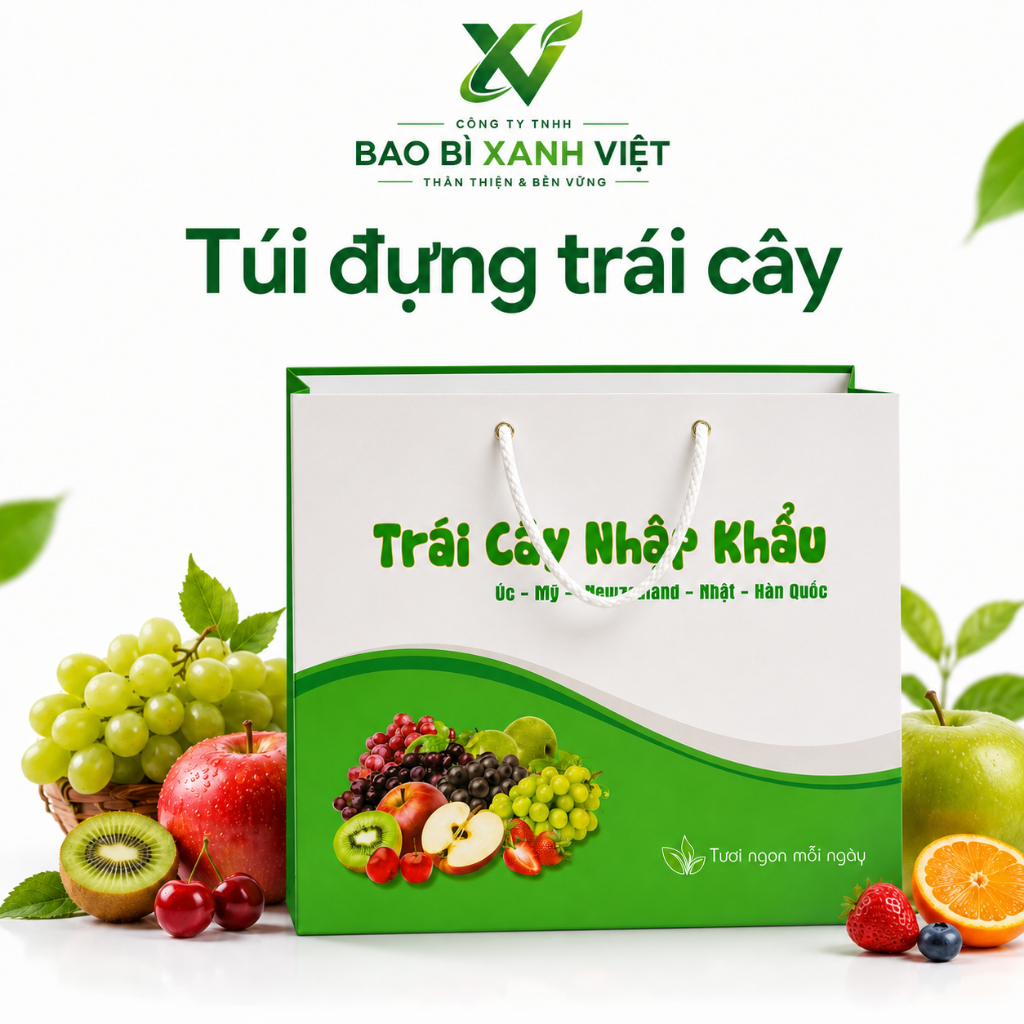 Combo 25 Túi Đựng Trái Cây Màu Xanh Lá Dày Dặn Chịu Lực Tốt Nhiều Kích Thước