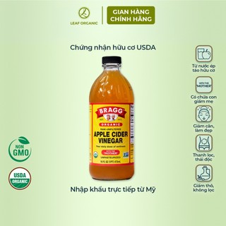 Giấm táo hữu cơ bragg 946ml hàng Mỹ chứa con giấm mẹ