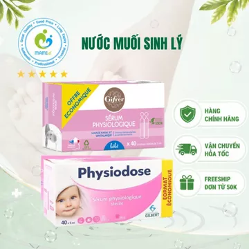Nước muối sinh lý tép hồng (40x5ml ống) vệ sinh mũi mắt cho bé từ sơ sinh và người lớn Gifrer/Gilbert Physiodose, Pháp