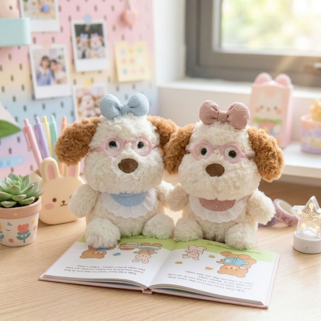 Bộ Sưu Tập Gấu Bông Cún Chó Con Mini Đáng Yêu, Cún Chó Bông Lông Mềm Mại Kèm Nhiều Phụ Kiện Quà Tặng Đáng Yêu Cho Bé