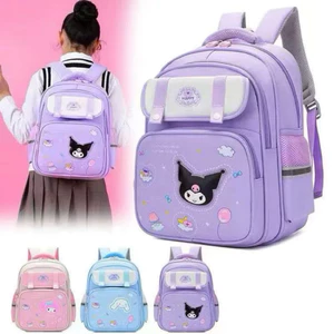 Balo Học Sinh Cấp 1 Cho Bé Gái Kuromi Dễ Thương, Chống Gù Lưng, Chống Thấm Nước, Cặp Sách Tiểu Học Đựng Vừa Khổ A4