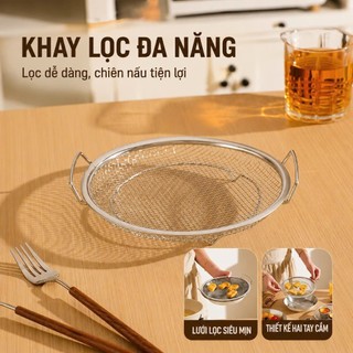 Set Khay Inox 304 Kèm Vỉ Lưới Lọc Dầu, Chống Dính, Dễ Vệ Sinh, Bền Bỉ