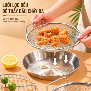 Set Khay Inox 304 Kèm Vỉ Lưới Lọc Dầu, Chống Dính, Dễ Vệ Sinh, Bền Bỉ