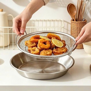 Set Khay Inox 304 Kèm Vỉ Lưới Lọc Dầu, Chống Dính, Dễ Vệ Sinh, Bền Bỉ