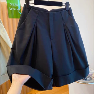 Quần short kaki nữ ống rộng xếp ly cạp cao phong cách Hàn Quốc.HD17.