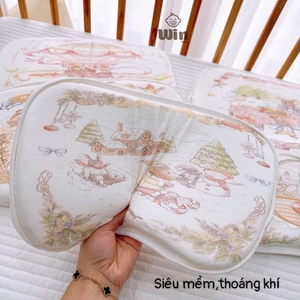 Gối cao su non chữ B cotton Cổ Tích
