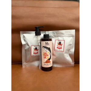 C1_Combo 1 Chai Dầu Cá Hồi 300ml + 2 Gói Ruốc Cá Hồi 100gr Cho Chó