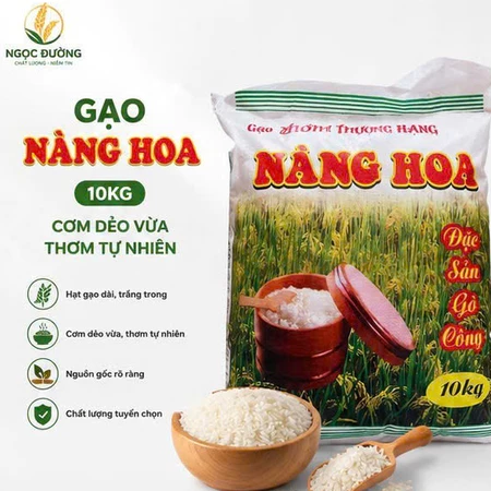 bao 10kg Gạo Nàng Hoa Gạo Thơm Thượng Hạng Dẻo vừa mềm cơm