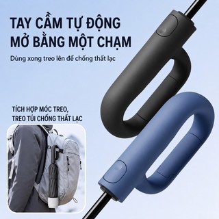 Ô Dù Tự Động Kèm Ống Đựng Chống Thấm | Ô Che Mưa Nắng Chống Tia UV Khung Kép Chống Gió Tay Cầm Chữ C