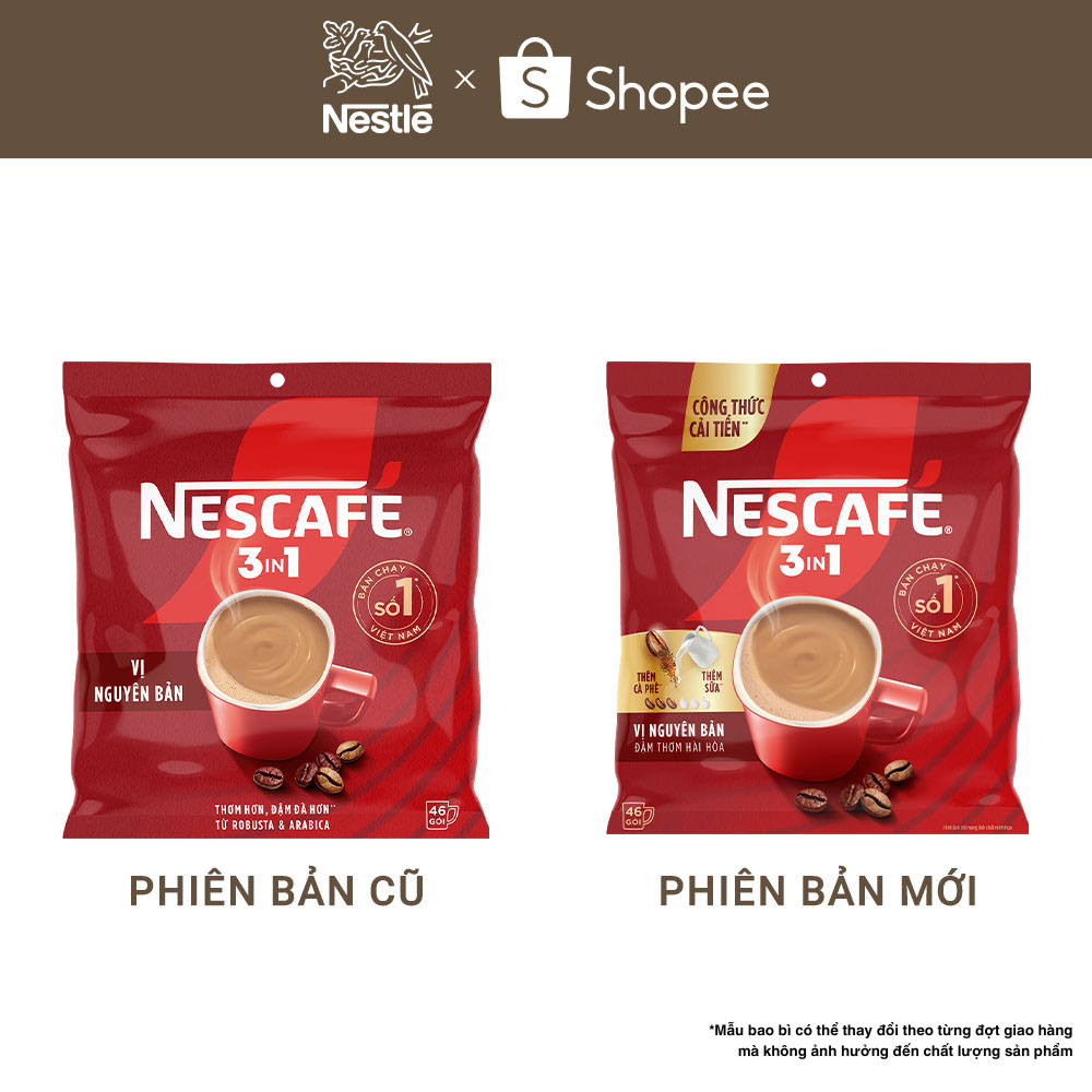 [CÔNG THỨC CẢI TIẾN] Túi Cà phê Hòa tan NESCAFÉ VỊ NGUYÊN BẢN 46 gói - Đậm thơm hài hòa