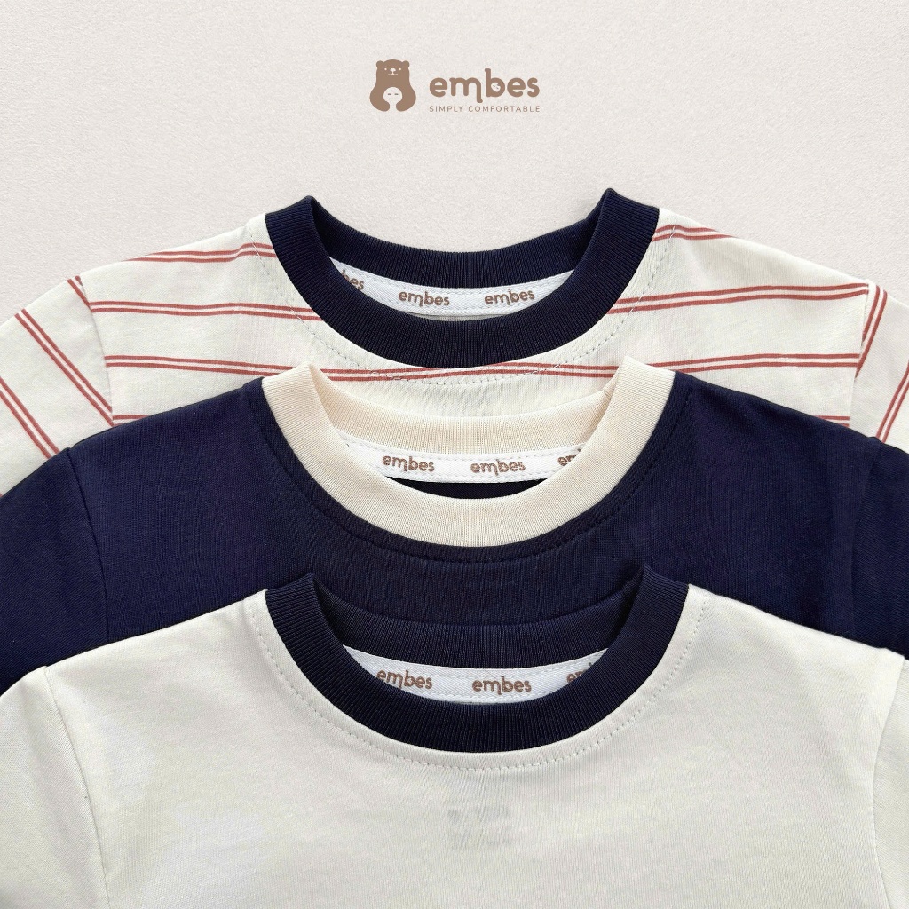 Áo Dài Tay Cho Bé Embes, Áo Thun Dài Tay Ngực In Họa Tiết Chất Cotton Cho Bé Trai Bé Gái Từ 8-18kg