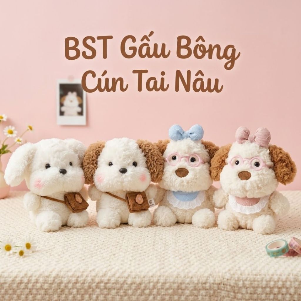 Bộ Sưu Tập Gấu Bông Cún Chó Con Mini Đáng Yêu, Cún Chó Bông Lông Mềm Mại Kèm Nhiều Phụ Kiện Quà Tặng Đáng Yêu Cho Bé