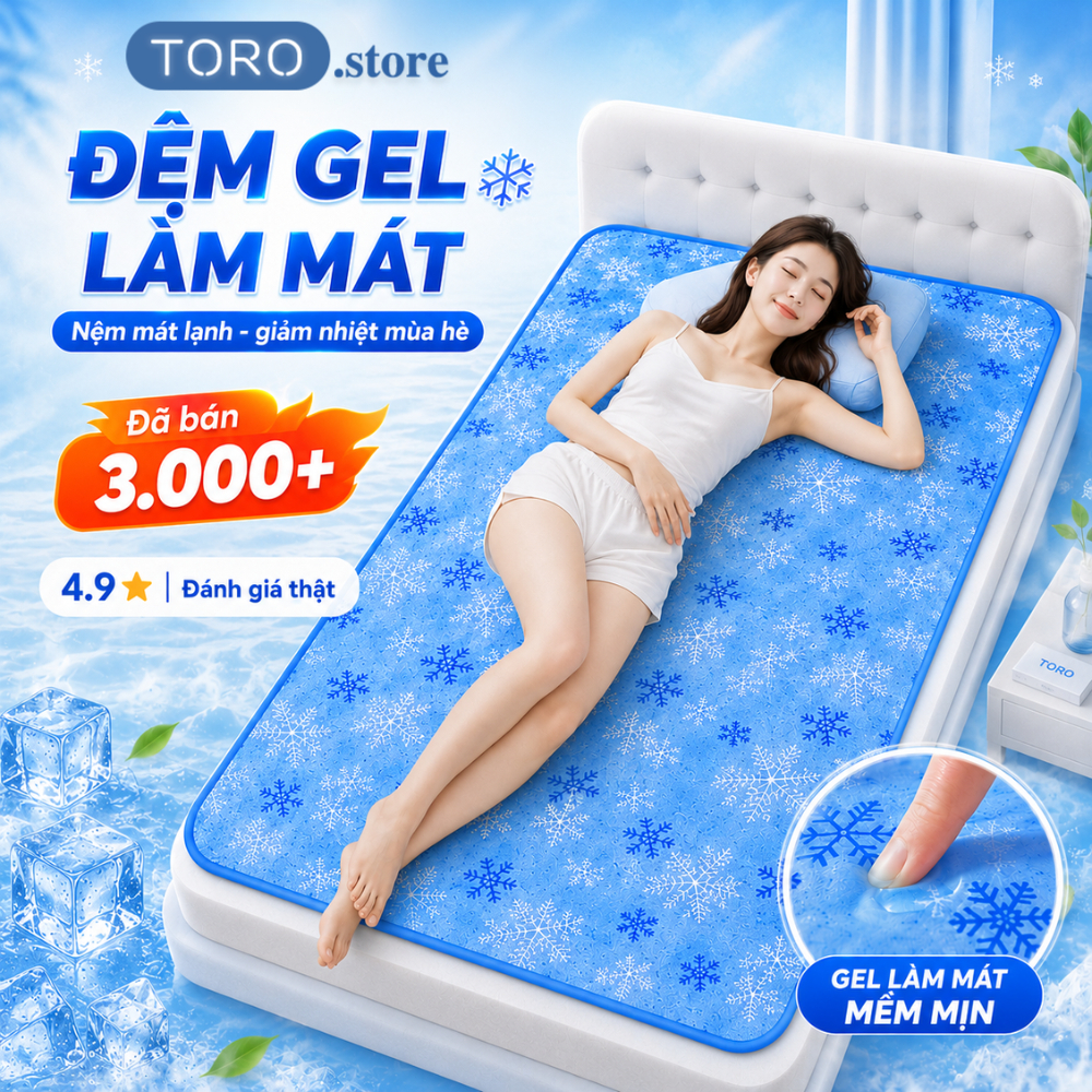 Đệm gel làm mát giảm nhiệt mùa hè khỏi nóng bức chất liệu PVC cao cấp chống thấm nước