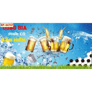 Tranh dán tường quán nhậu quán bia ăn uống vui nhộn 3D