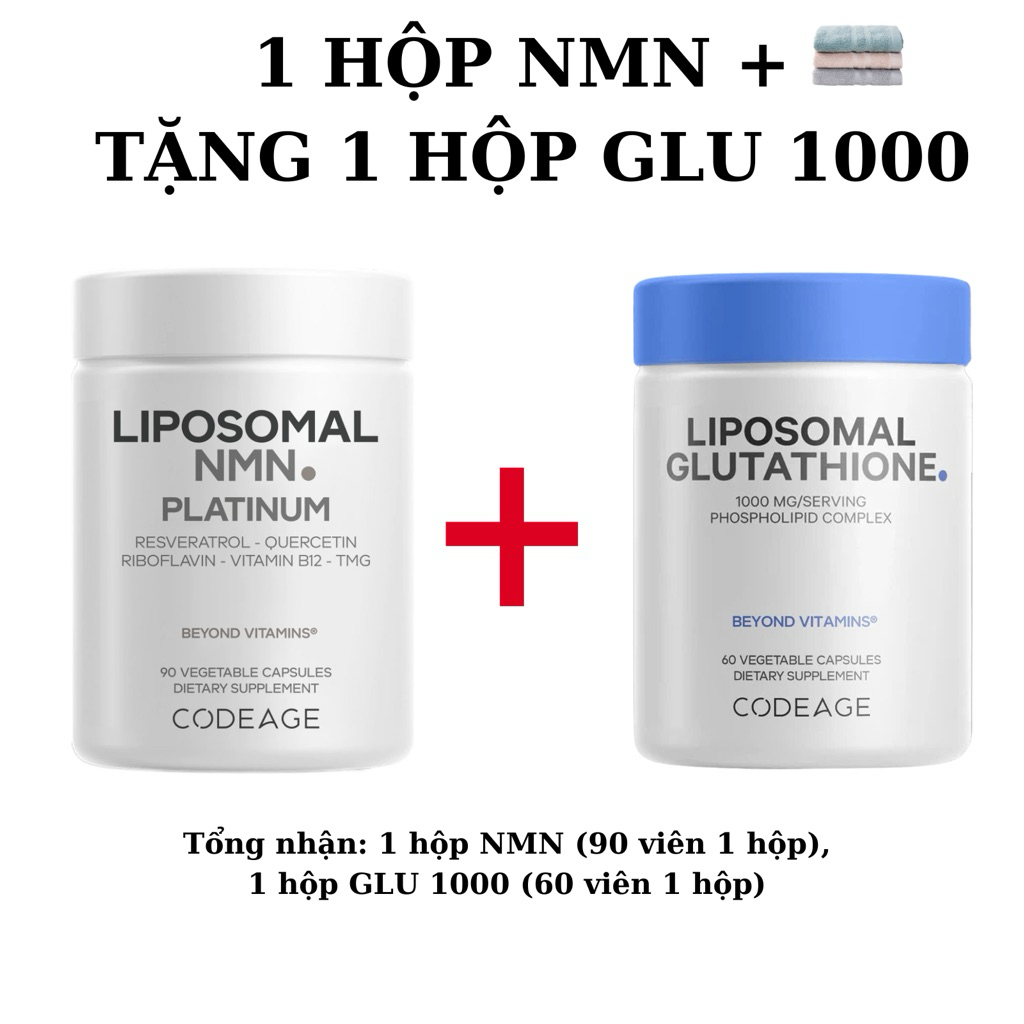 1 GLU 1000 + OMEGA CANADA 80 VIÊN) Viên uống Glutathione 1000mg Codeage 60 viên ( và 1 Hộp Omega 3 Webber Natural)