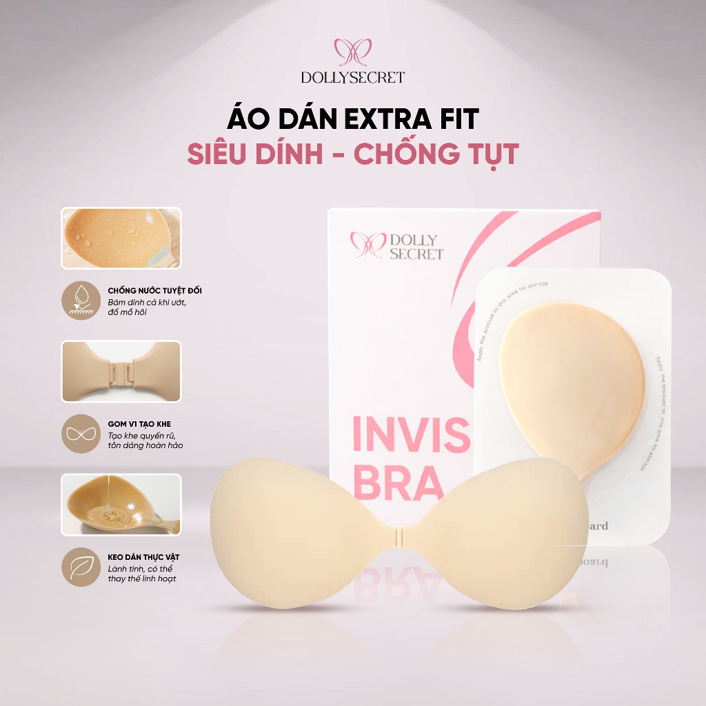 Áo Dán Ngực EXTRA FIT Siêu Dính Chống Tụt Dùng Khi Vận Động DOLLYSECRET Siêu Tệp Da Có Thể Thay Thế Keo Dán D22