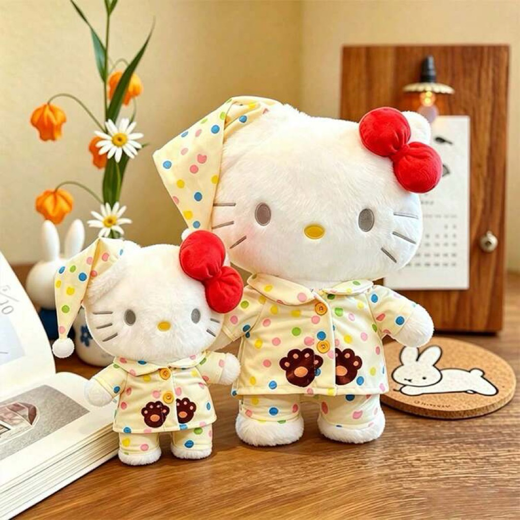 Gấu Thú Bông Hello Kitty Bận Pijama Đồ Ngủ Đội Mũ Goodnight Siêu Mềm Mịn Siêu Dễ Thương Quà Tặng Bạn Gái