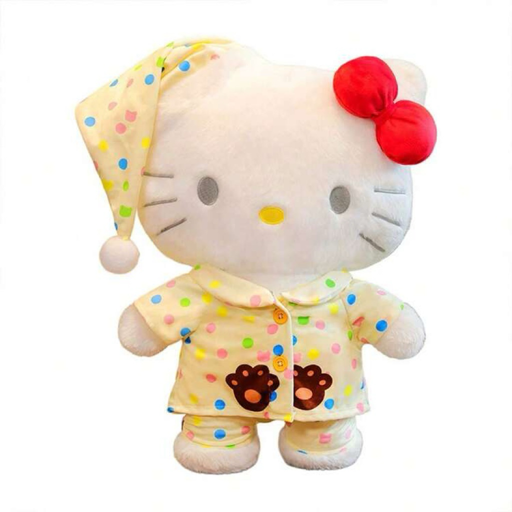 Gấu Thú Bông Hello Kitty Bận Pijama Đồ Ngủ Đội Mũ Goodnight Siêu Mềm Mịn Siêu Dễ Thương Quà Tặng Bạn Gái