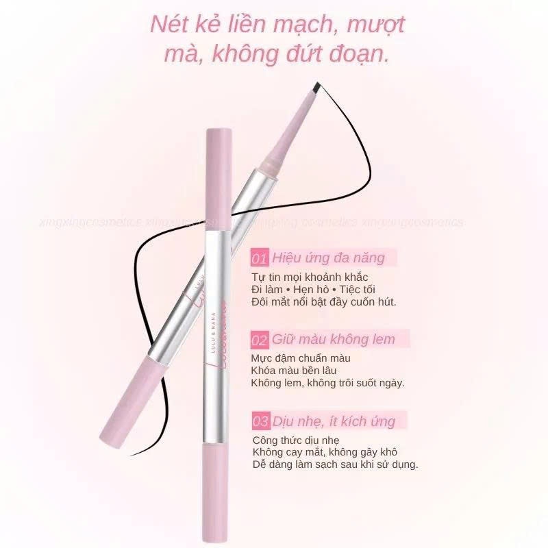 Bút Kẻ Mắt Dạng Gel Lulu&Nana Bút Kẻ Mắt 2 Đầu Siêu Mịn Đa Năng Chống Thấm Nước Nhanh Khô 10g