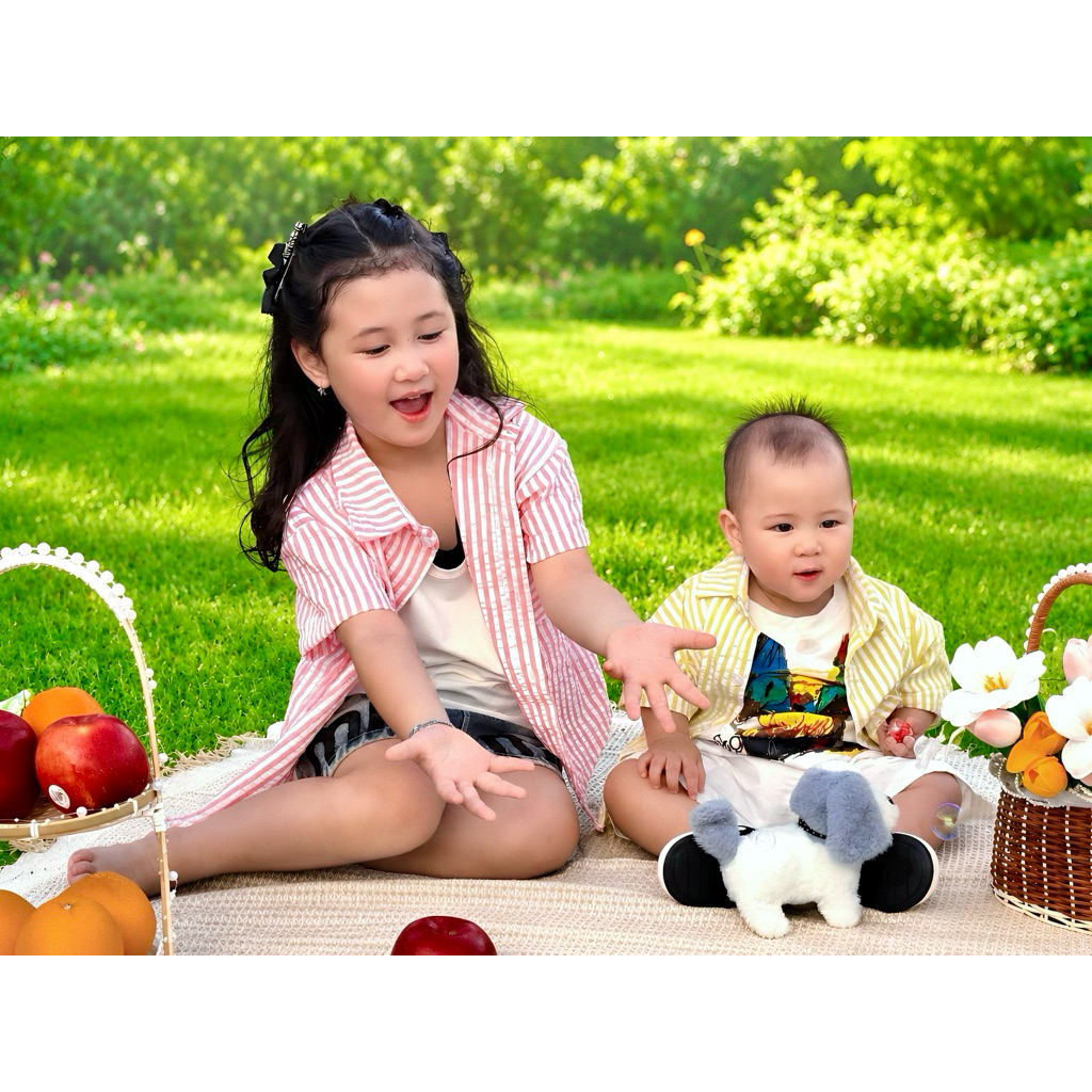 {8-45KG}✨ ÁO SƠ MI SỌC KẺ CHO BÉ – Chất Đũi Nhăn Mềm Mát, Thấm Hút Mồ Hôi, Phong Cách Basic | Sam Sứa Kids