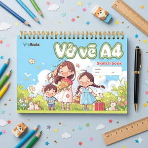 Vở Vẽ A4 40 Trang - Sổ Vẽ Lò Xo A4 Giấy 100gsm Dùng Cho Bé