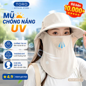 Mũ Chống Nắng Chống 99% Tia UV Kèm Khẩu Trang Che Cổ Có Thể Tháo Rời Thoáng Khí, Chống Bụi Hiệu Quả