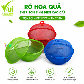 Bộ Rổ Hoa Quả Kèm Lồng Bàn Sơn Tĩnh Điện GD26 - Rổ Rửa Rau Củ Trái Cây Có Nắp Đậy Ngăn Côn Trùng
