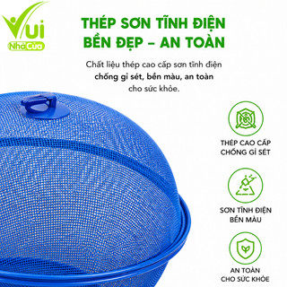 Bộ Rổ Hoa Quả Kèm Lồng Bàn Sơn Tĩnh Điện GD26 - Rổ Rửa Rau Củ Trái Cây Có Nắp Đậy Ngăn Côn Trùng