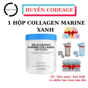 ( COLLAGEN XANH - CODEAGE ) Thủy Phân Marine Collagen Peptides Codeage 450g thủy phân da cá (Huyền Codeage)