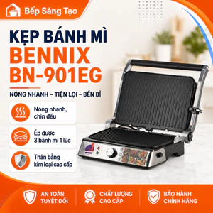 Máy Kẹp Nướng Bánh Mỳ, Bếp Nướng Điện BENNIX BN-901EG, 2200W - Bảo hành chính hãng 24 tháng