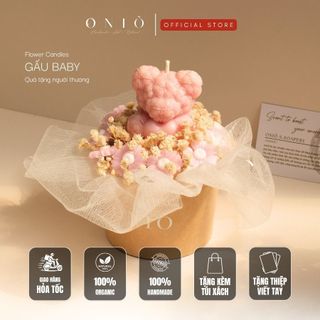Hoa nến thơm tone hồng, Hương thơm tinh dầu, quà tặng sinh nhật, quà tặng tốt nghiệp - Gấu Baby - ONIÕ