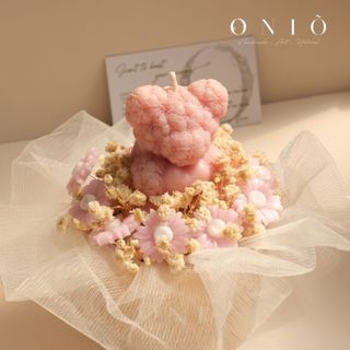 Hoa nến thơm tone hồng, Hương thơm tinh dầu, quà tặng sinh nhật, quà tặng tốt nghiệp - Gấu Baby - ONIÕ