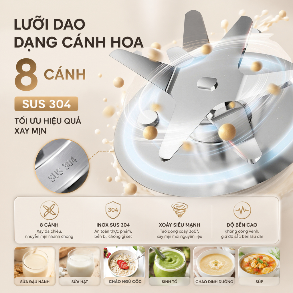 Máy xay sữa hạt đa năng Bennix BN-826K, dung tích 1.5L, nhanh chóng, tiện lợi, chính hãng