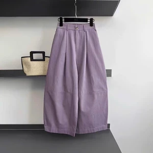Quần Dài Kaki Gió Ống Rộng Nữ - Basic Trendy 3 Màu Hot Đen/Trắng/Tím Pastel.T1